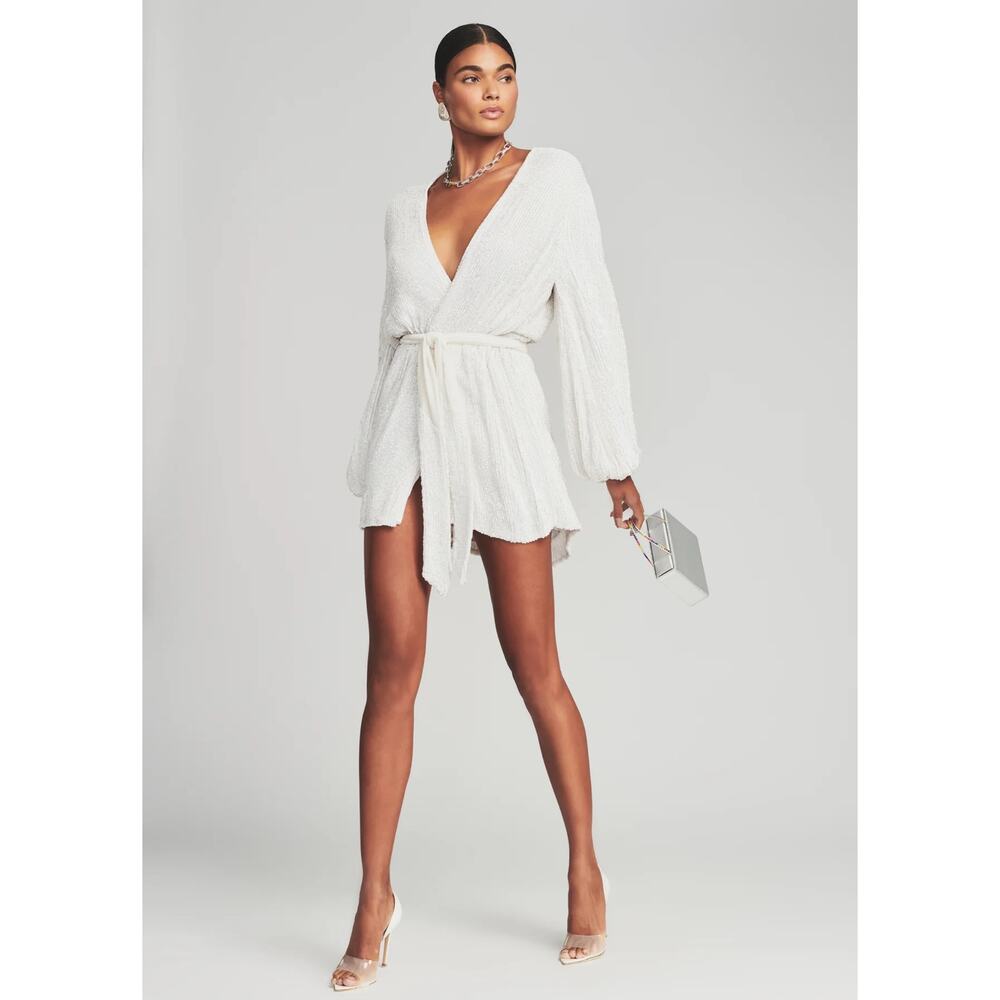 NEW Retrofête Gabrielle Robe Dress White Sequin